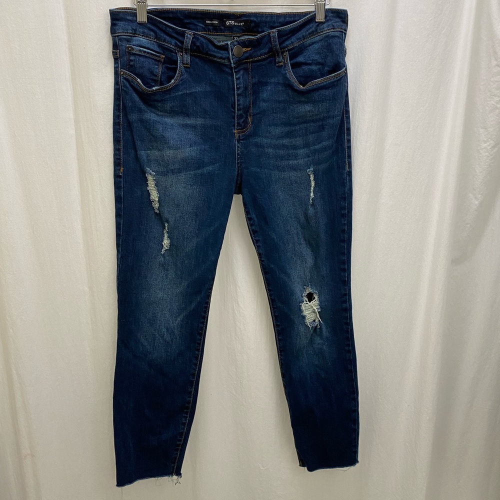 STS Blue Emma Crop Distressed Stretch Denim